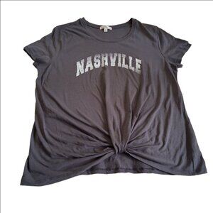 Nine Britton Women's Size Medium Gray Nashville Twist Front Cotton Modal T-Shirt
